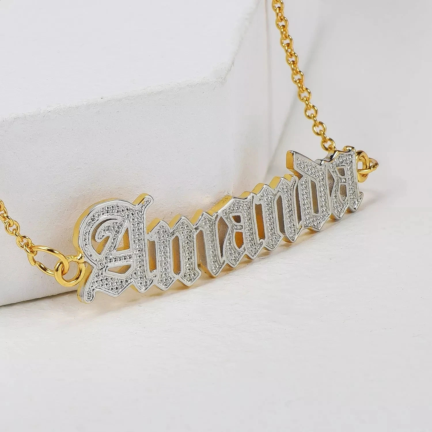 Custom Name Anklet Personalized Two Tone Old English Font Gold Plated Anklet Bracelet On The Leg Stainless Steel Foot Chain 250526