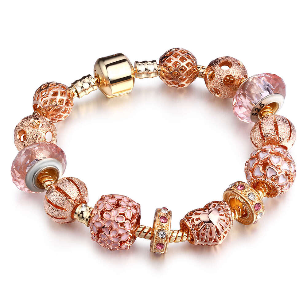 Style Rose Gold Alloy Glass DIY Bead Bracelet