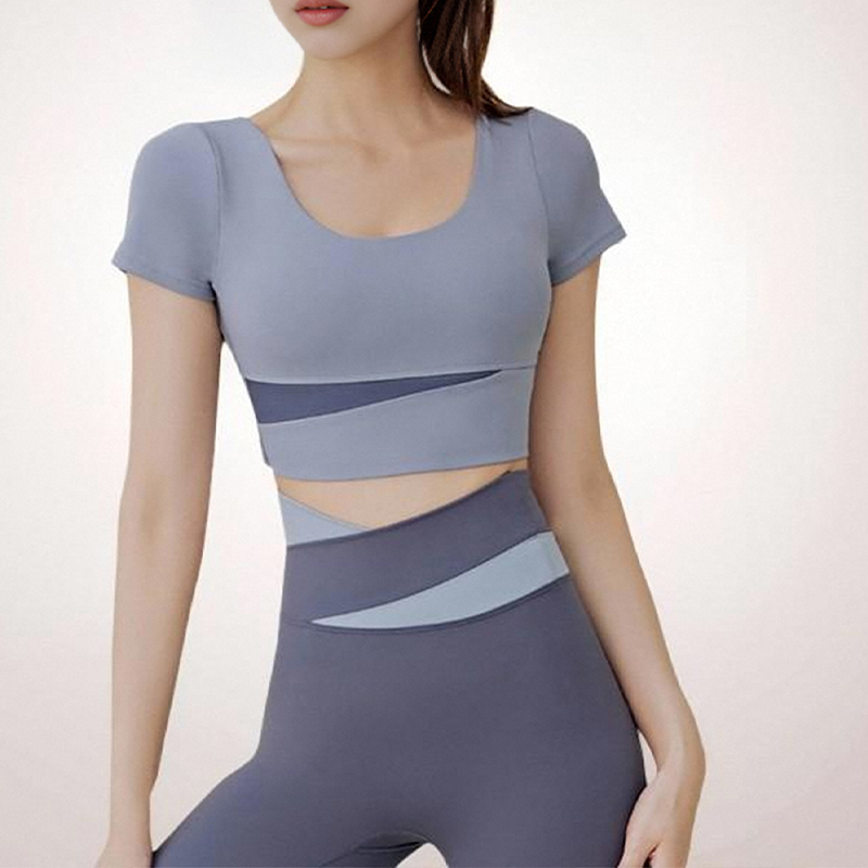 Womens Fitness Ensemble: Sleeveless Sport Bra & Elastic Waistband Tights Rapid Drying Textile with Uninterrupted Flexibility