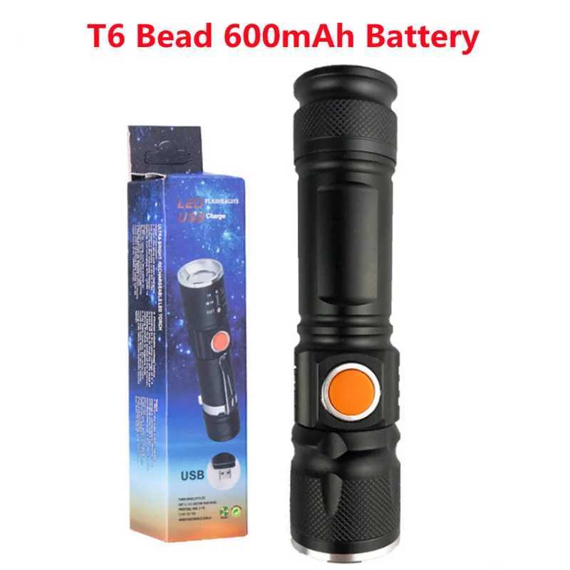 YS00057- Aluminum alloy LED flashlight outdoor portable night fishing strong light flashlight USB charging handheld flashlight XJ250529