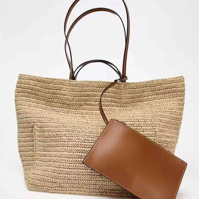 Women's Bags Designer Large Woven Beach Bags For Women Shoulder Summer Crochet Straw Bag Bohemian Travel Handbag And Purse Shopper Tote NEW