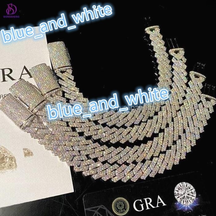 Bust Down Heavy Men Necklace 925 Silver Hip Hop Iced Out Vvs Lab Diamond Moissanite Cuban Link Chain Miami Cuban Chain
