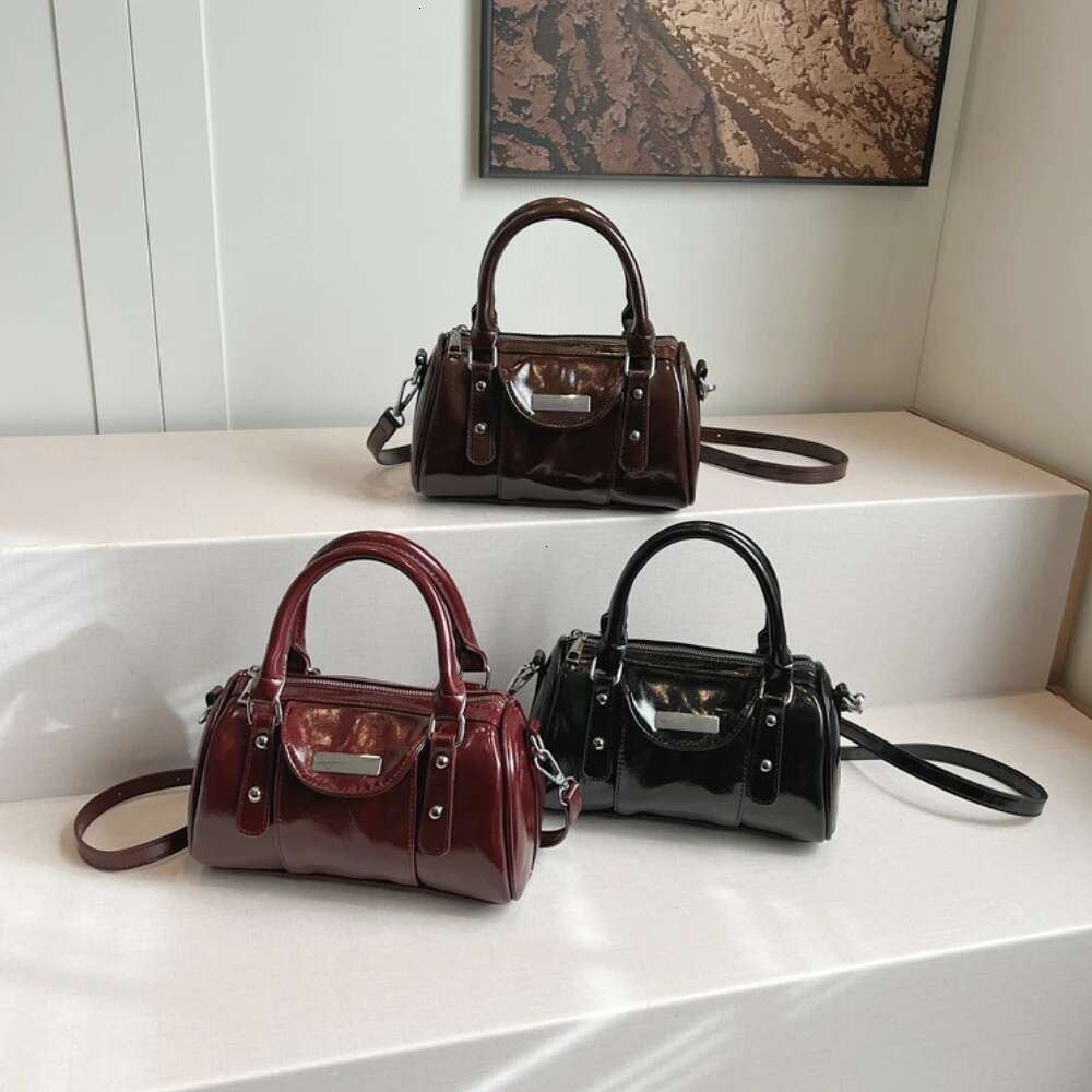 Bury Mini Top-handle For Women Bright PU Leather Pure Color Shoulder Crossbody Bags 2025 Latest Designer Handbag