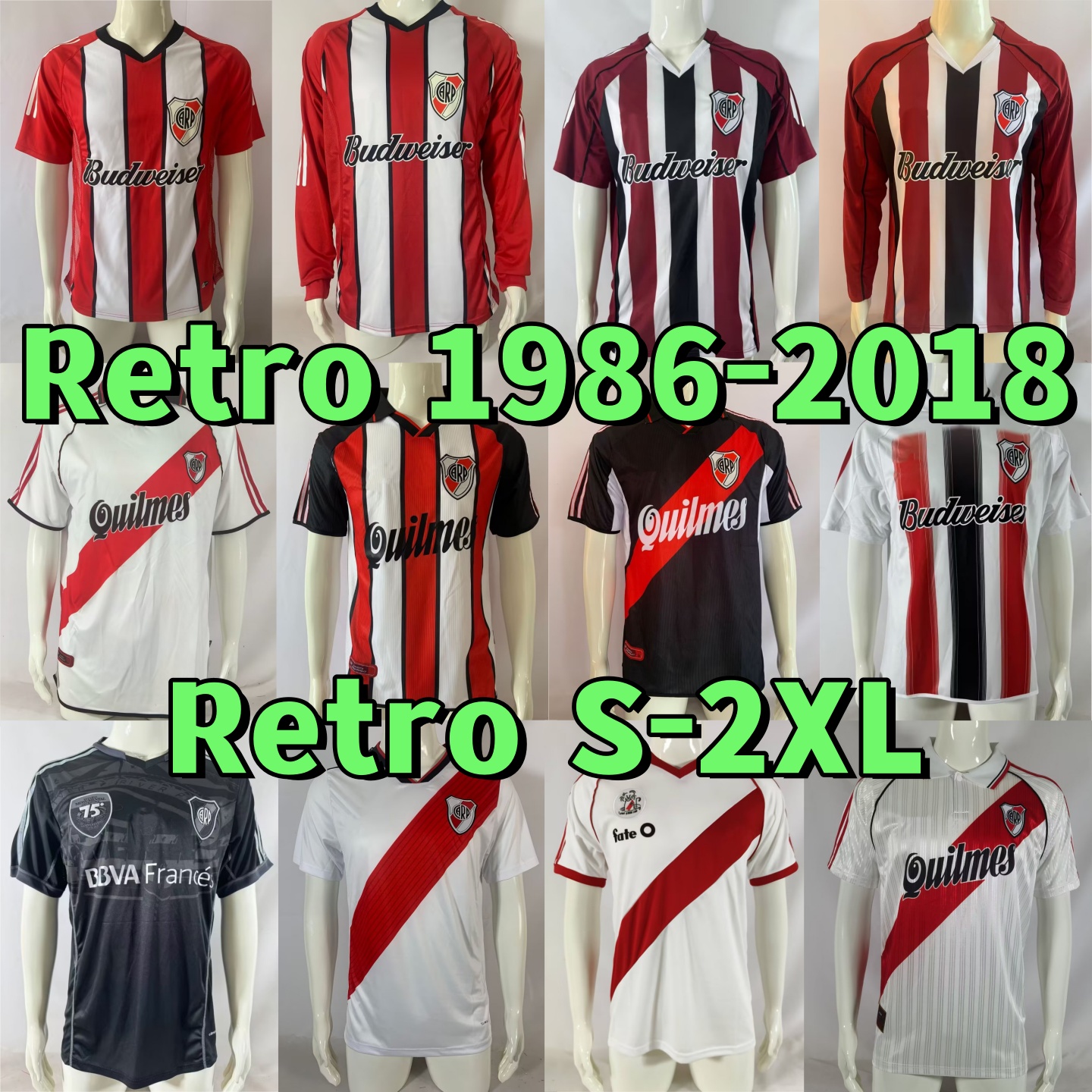 Retro classic 1986 1987 1995 1996 1997 River Plate soccer jerseys 2009 2010 CANIGGIA FALCAO ORTEGA GALLARDO CRESPO football shirt 00 01 18 19 1988 96 98 2000 2001 1992