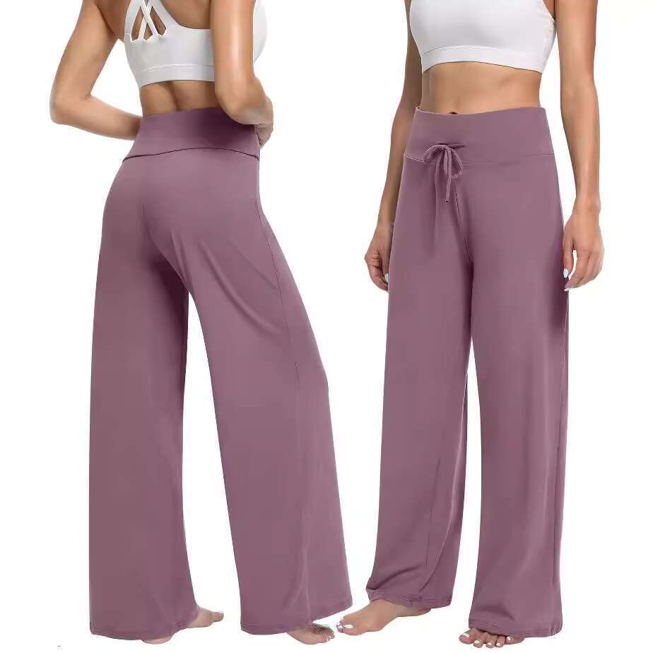 High-waisted, non-binding, wide-leg pants suitable for women's fitess, sports, and casual wear