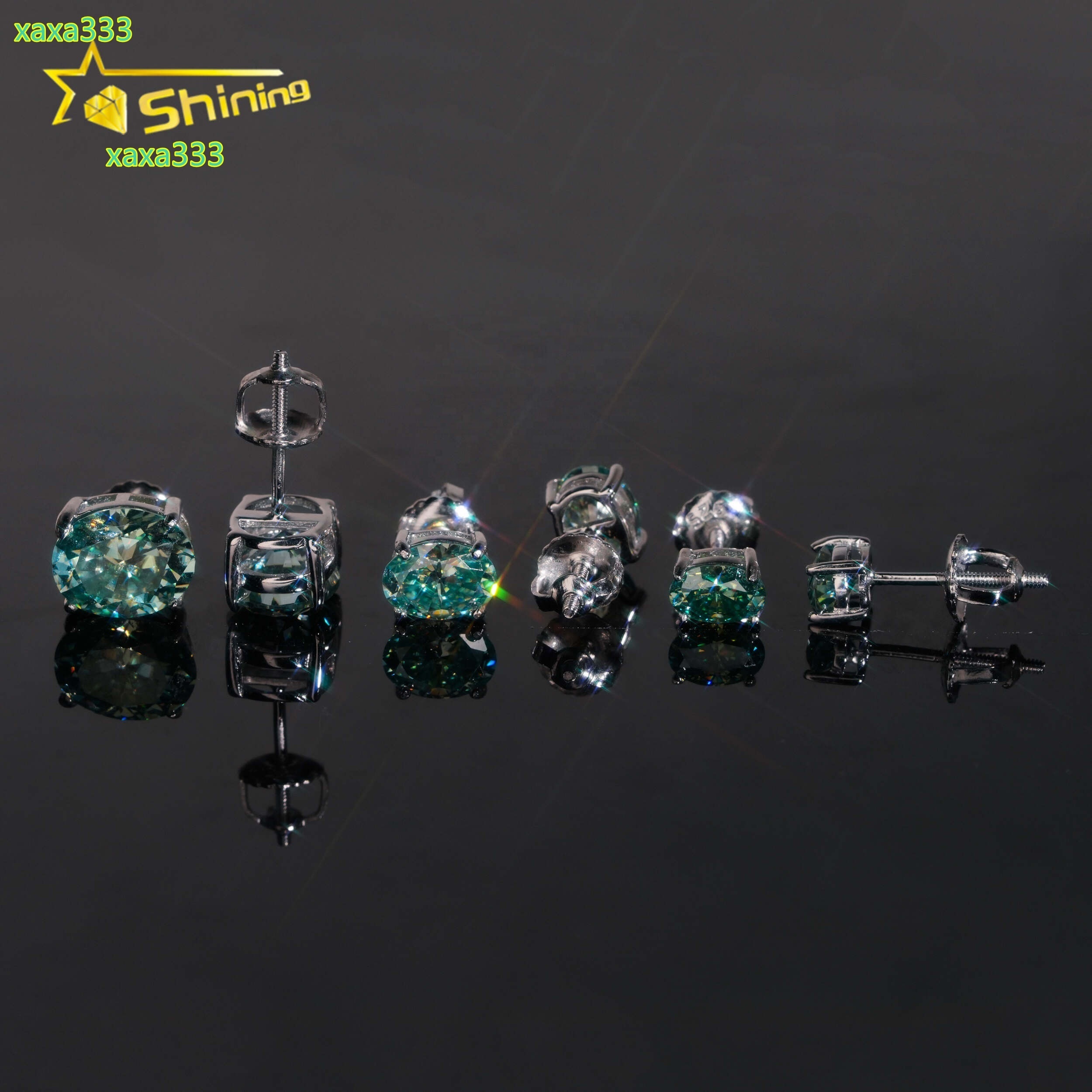 Fine Jewelry Oval Shape 1ct Moissanite 925 Sterling Silver Blue Green Stud Diamond Earrings