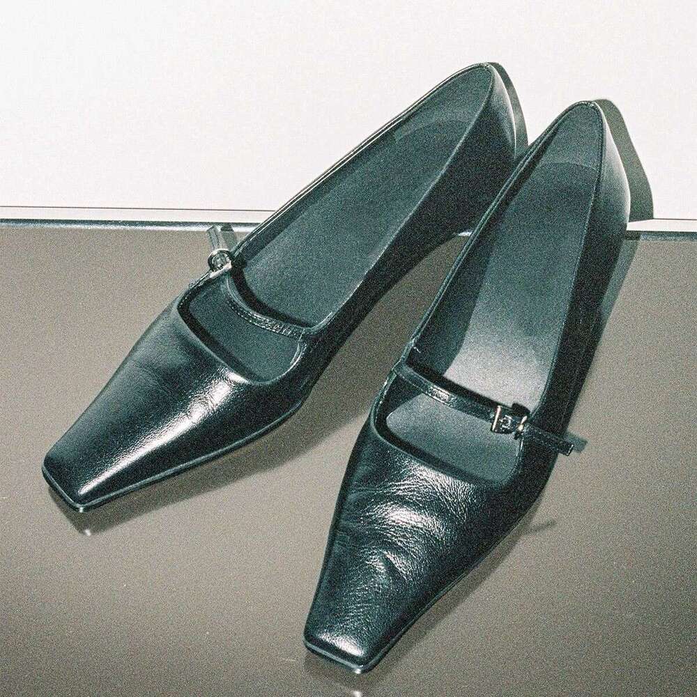 Genuine Niche Stiletto Heel Shallow Mouth One-Strap Square Toe Single for Women 2025 New Spring Small Leather Shoes High Heels