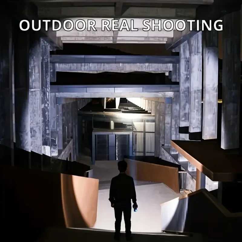 1500000 Lumens Portable Powerful LED Flashlight Handheld Searchlight Rechargeable Super Bright Work Light Flashlight with StandXJ250529