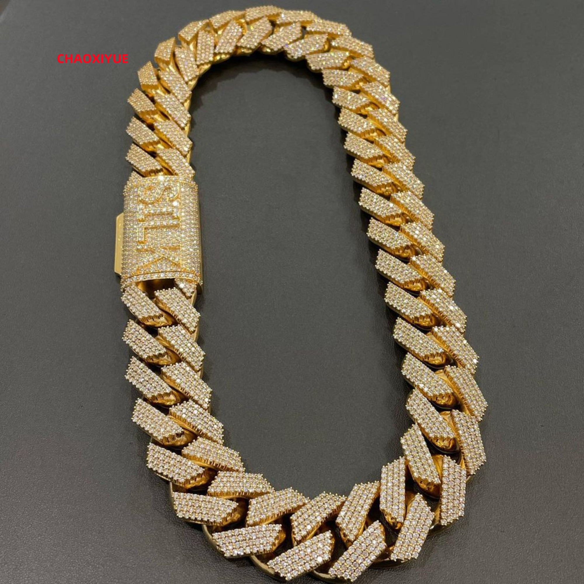 High Quality 20mm Cut Moissanite Necklace 14k Gold Platinum Plated 925 Sterling Silver Iced Hip Hop Chain Popular Accessory