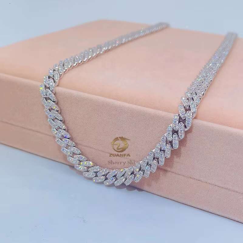 Hot Sell Drop Shipping Iced Out Vvs Diamond Hip Hop 8mm Moissanite Cuban Chain
