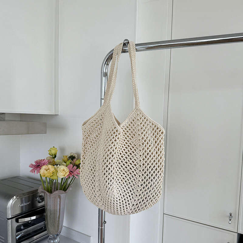 Large Capacity Hollow Cotton Rope Casual Fashion Lazy Style Vacation Shoulder Versatile Women's Commuter Bag B5
