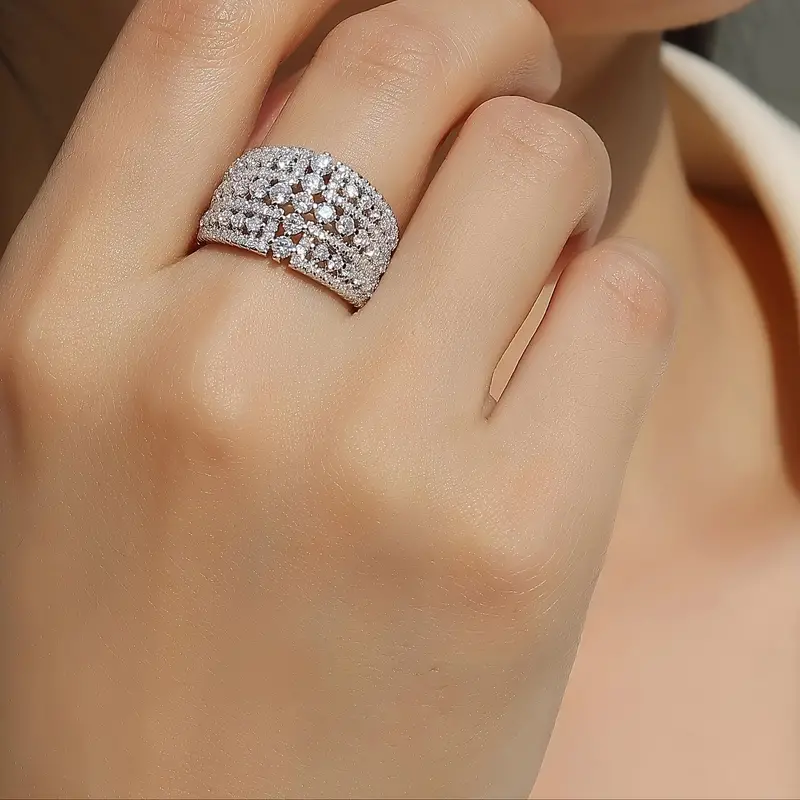 133 Moissanite stones S925 sterlin silver flight of time personalized fashionable band ring elegant luxurious designer high-end unique distinct jewelr