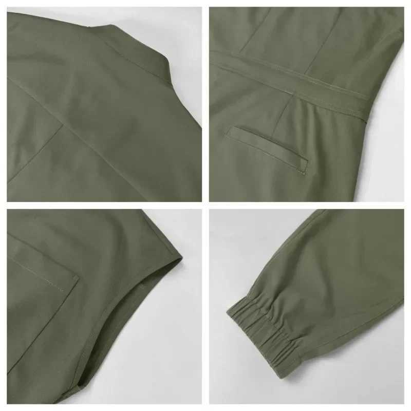 Zipper Mandarin Collar Nurse Scrub Jumpsuit Medical Uniforms Women Health Care Center Workwear Fashion Dentist Vet Outfits XJ250529