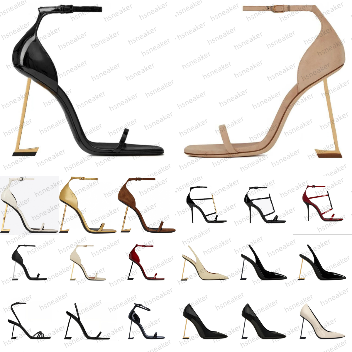 Designer High heels slingback heels women Dress Shoes patent leather luxury Gold black suede womens lady fashion sandals Party Wedding Office pumps 35-42