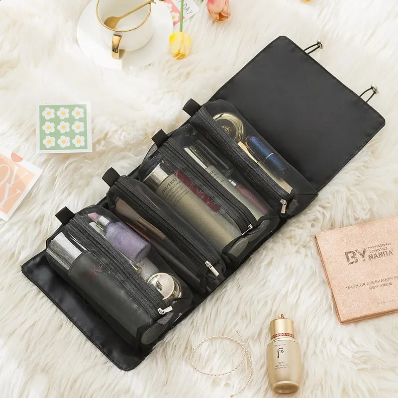 Divisible fourinone cosmetic storage portable multilayer large capacity folding makeup bag 250528