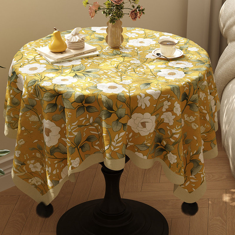 T0481 floral cotton and linen fabric canvas printed table cloth coffee table table cloth pastoral style home small fresh plant cover cloth