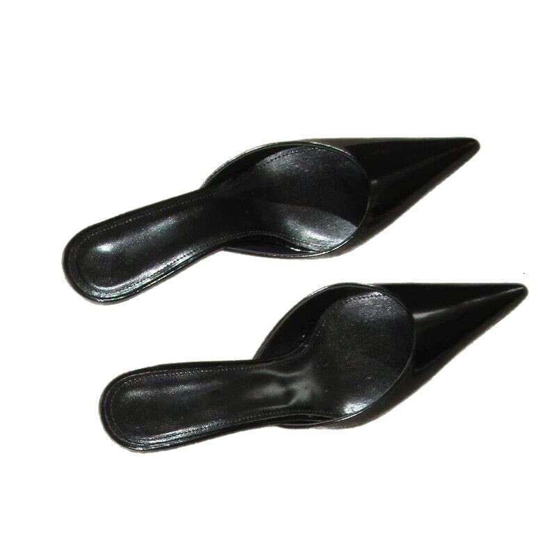 Genuine Leather Niche Style Pointed Toe Stiletto Mules for Women 2025 New Spring Summer Fashion Cat Heel Sandals