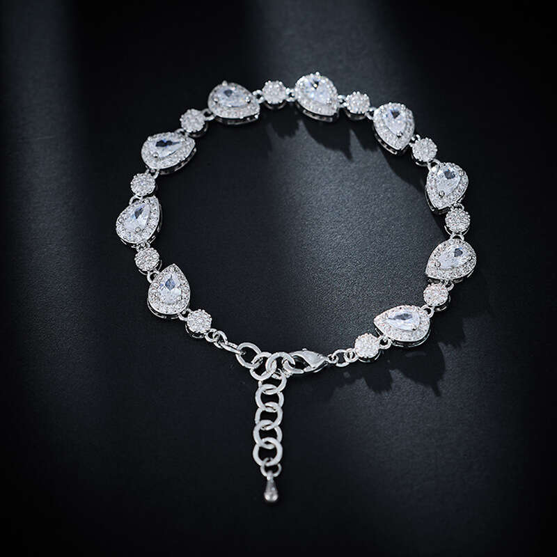 Simple Water Drop Shaped Zircon Fashion Sweet Versatile Bangle High-end Sense Light Niche Bracelet