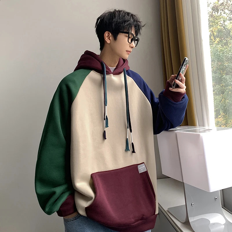 Spring Mens Hoodie Sweatshirt Men Hooded Patchwork Daily Pullover Sports Streetwear Autumn Clothing Hoodies 250527