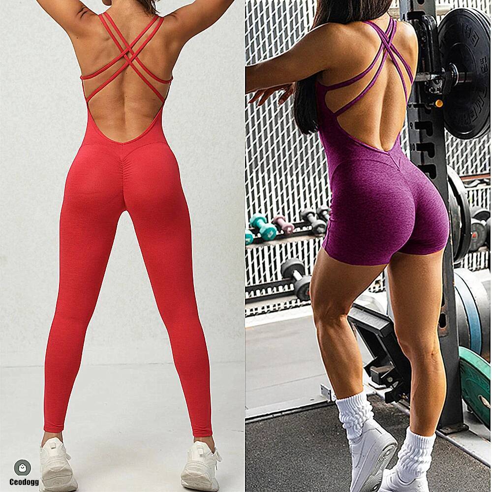 2025 Pad Lycra Active Wear Gym Yoga Set Fiess Scrunch Legging Women Workout Female Sports Outfit Suits Exercise Jumpsuit