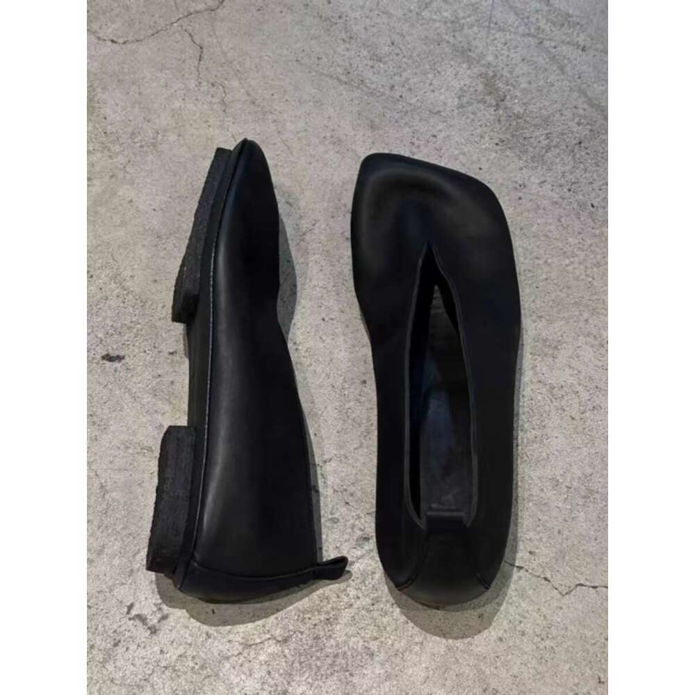 Genuine Leather Niche Dark Avant-Garde Square Toe Ballet Flat Shoes for Women Summer Autumn Comfortable Slip-On Loafers