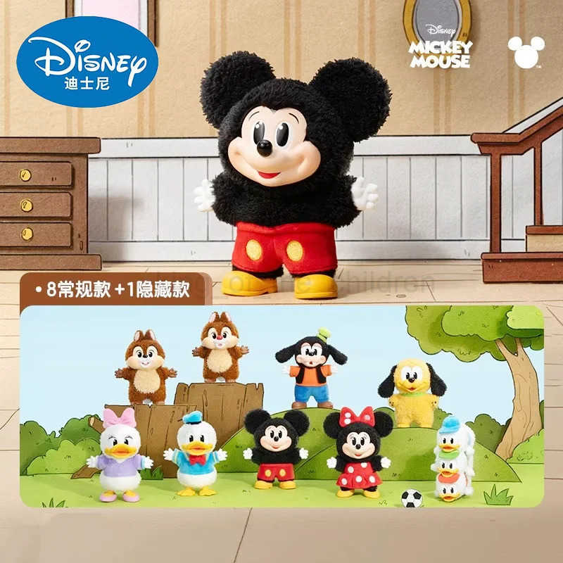 Disney New Genuine Disney Mickey Family Cute Together Keychain Series Blind Box Toys Kawaii Minnie Daisy Dale Dolls Pendants Kids Gift W250529