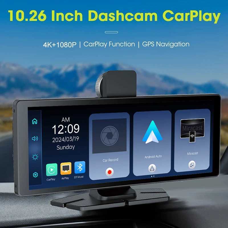 Car dvr Inch 4K 1080P GPS WIFI Dashcam Auto Carplay Car dvr Android Bluetooth FM Aux Connectivity UHD Night Vision Black Box R250529