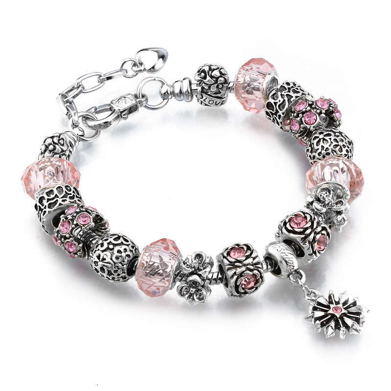 DIY Alloy Inlaid Glass Crystal Beaded Charm Bracelet Jewelry