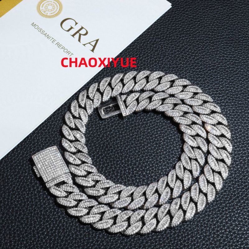 20mm Moissanite Chain Hip Hop Jewelry Men Necklace VVS Hip Hop Sterling Silver 925 Jewellery Luxury Cuban Link Chain