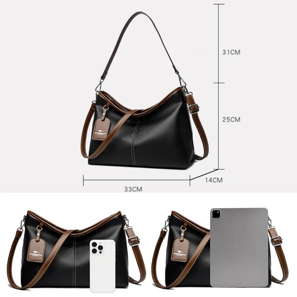 High Quality Soft Pu Leather Shoulder Hand Bags For Women Mother Handbags Color Contrast Crossbody Bag Small Casual Tote 2 Strap