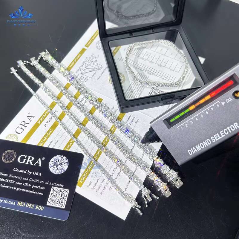5MM VVS Moissanite Diamond Tennis Chain Necklace Factory Wholesale Price 925 Sterling Silver Iced Out Hip Hop Jewelry Men Women