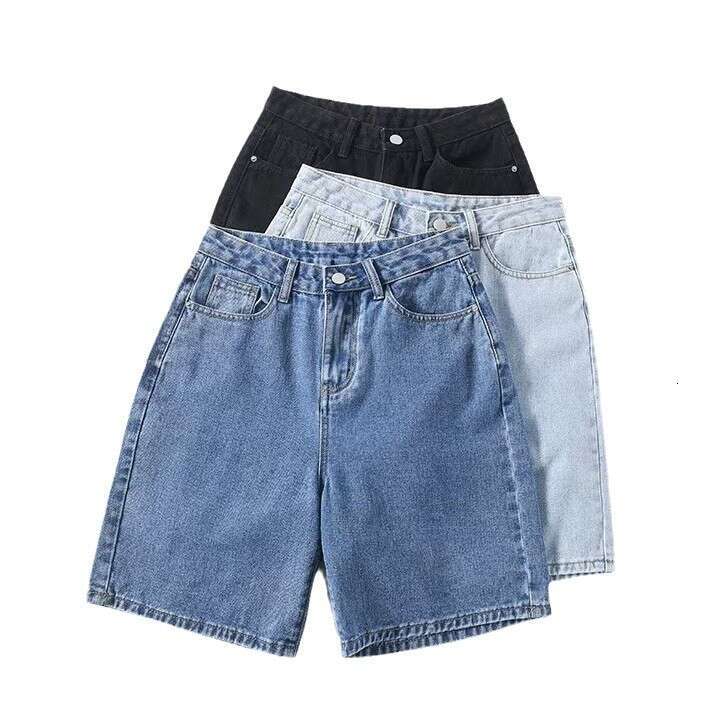 Shorts Women Denim Shorts Women S Denim Summer Korean Style New High Waist Loose Slimming Straight Small Petite Mid Length Shorts Jean Shorts