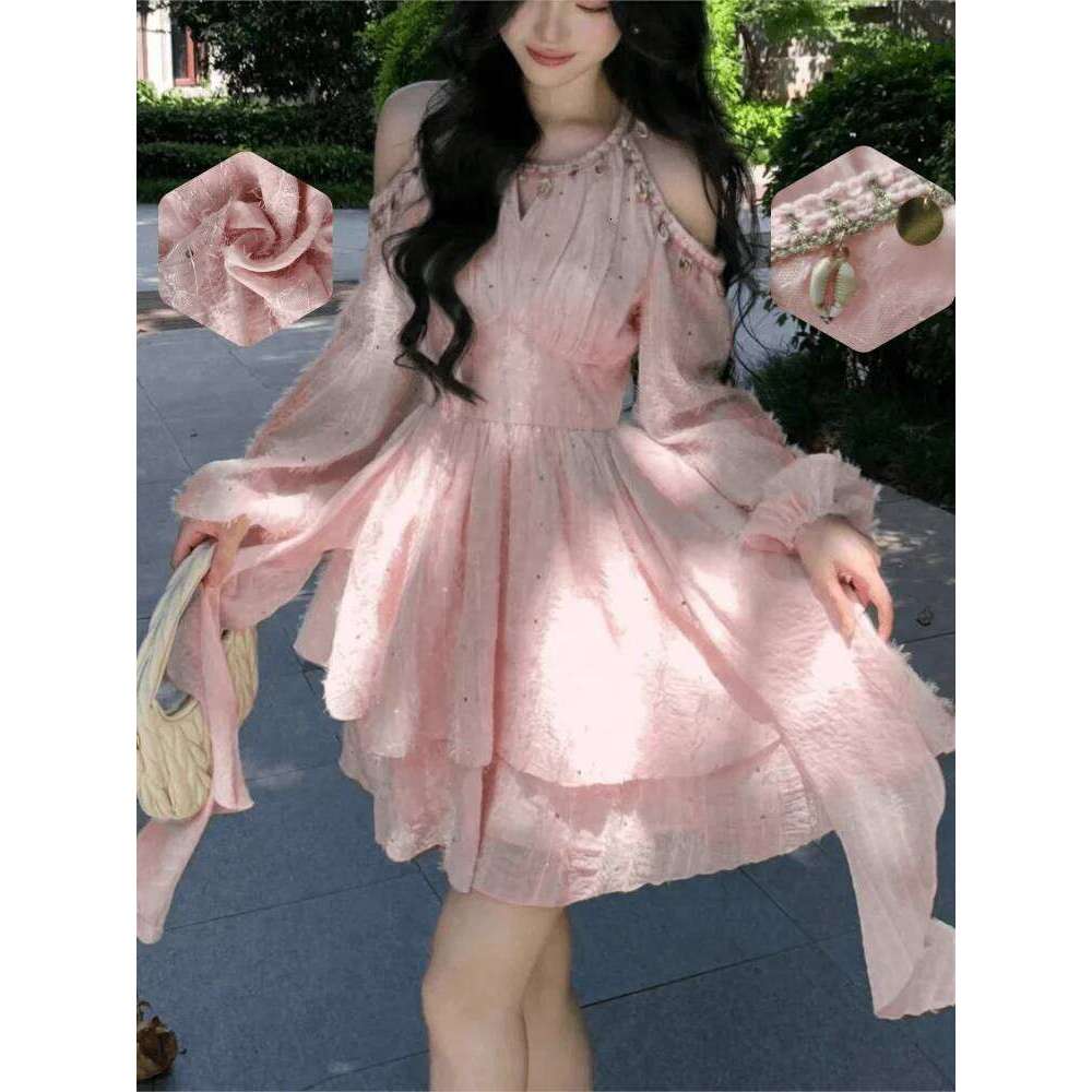 Fashion New Princess Short Dresses For Women Long Sleeve Casual Ruffles A-Line Elegant Chic Vestidos Female Vintage Clothes