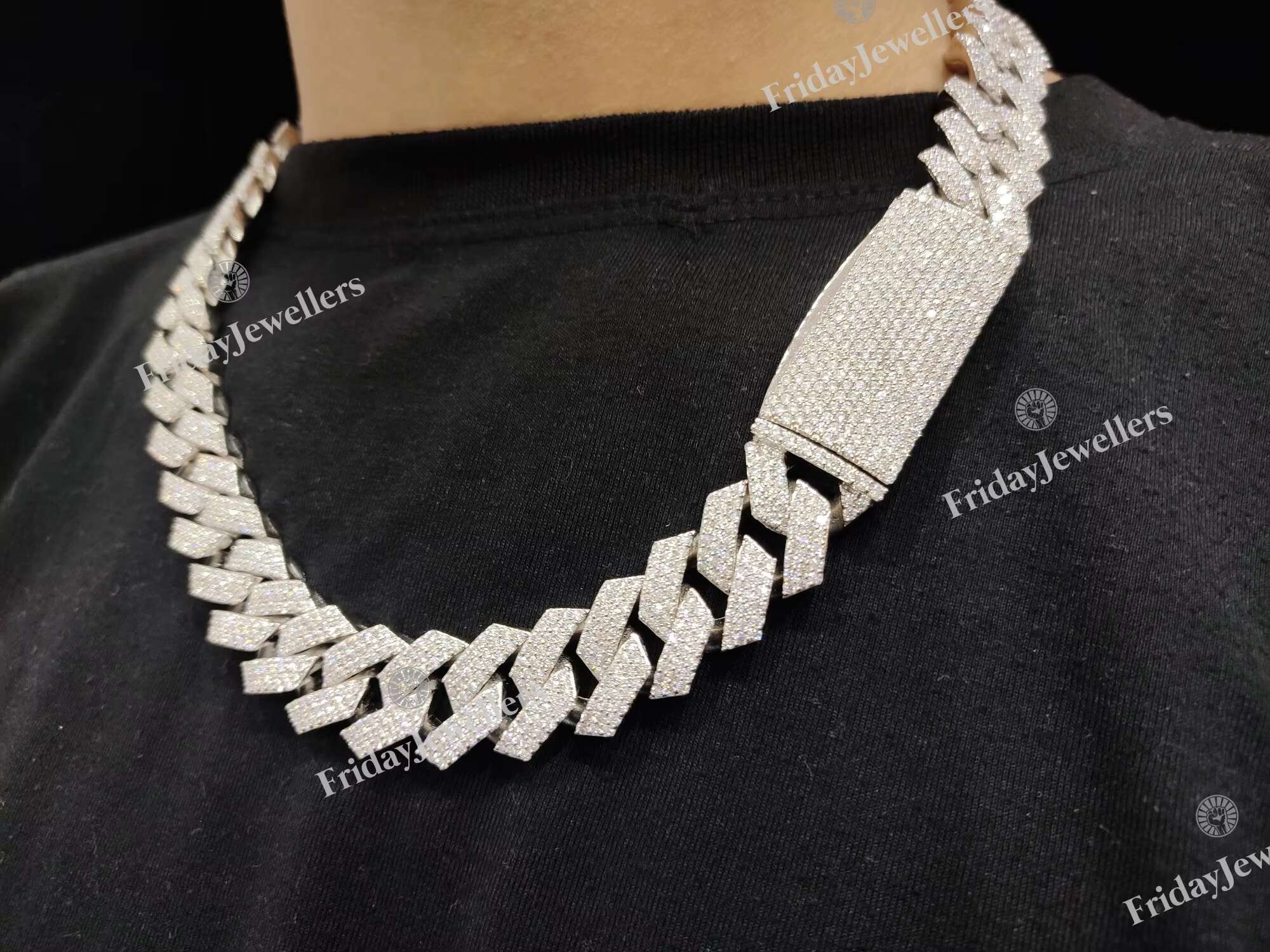 18MM High Quality Customize Sterling Silver VVS Moissanite Diamond Studded Iced Out Cuban Link Chain for Men Fashion Necklace