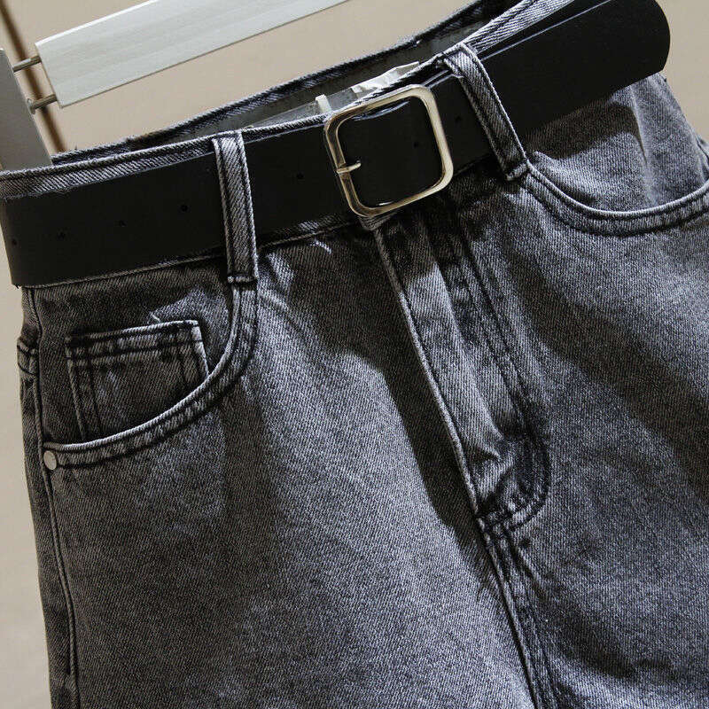 Shorts Women Denim Shorts Ash Gray Denim Shorts For Women Summer New Korean Style High Waist Slimming Rolled Hem Hot A Line Wide Leg Pants Jean Shorts