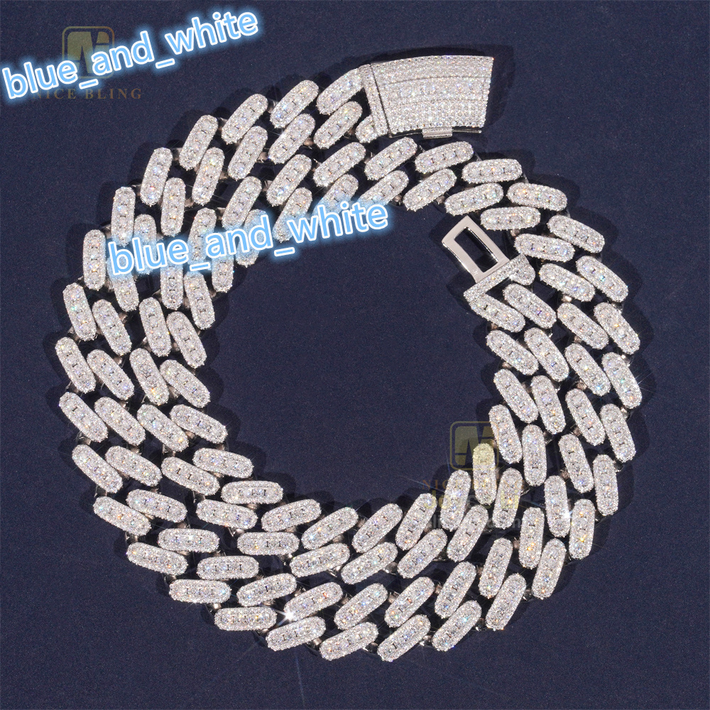 Passed Diamond Tester Heavy Luxury Round Diamond VVS Moissanite Cuban Link Chain Rapper Hip Hop Necklace Rock