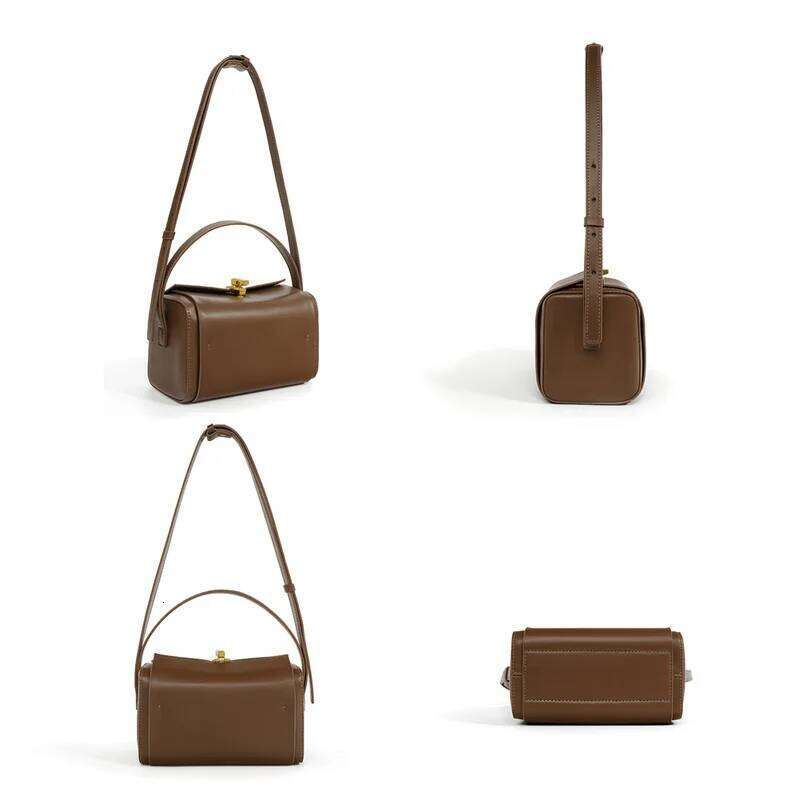 2023 Korean Vintage Box Women Split Cowhide Leather Underarm Shoulder Bag Lady Ins Fashion Small Square Messenger Handbag