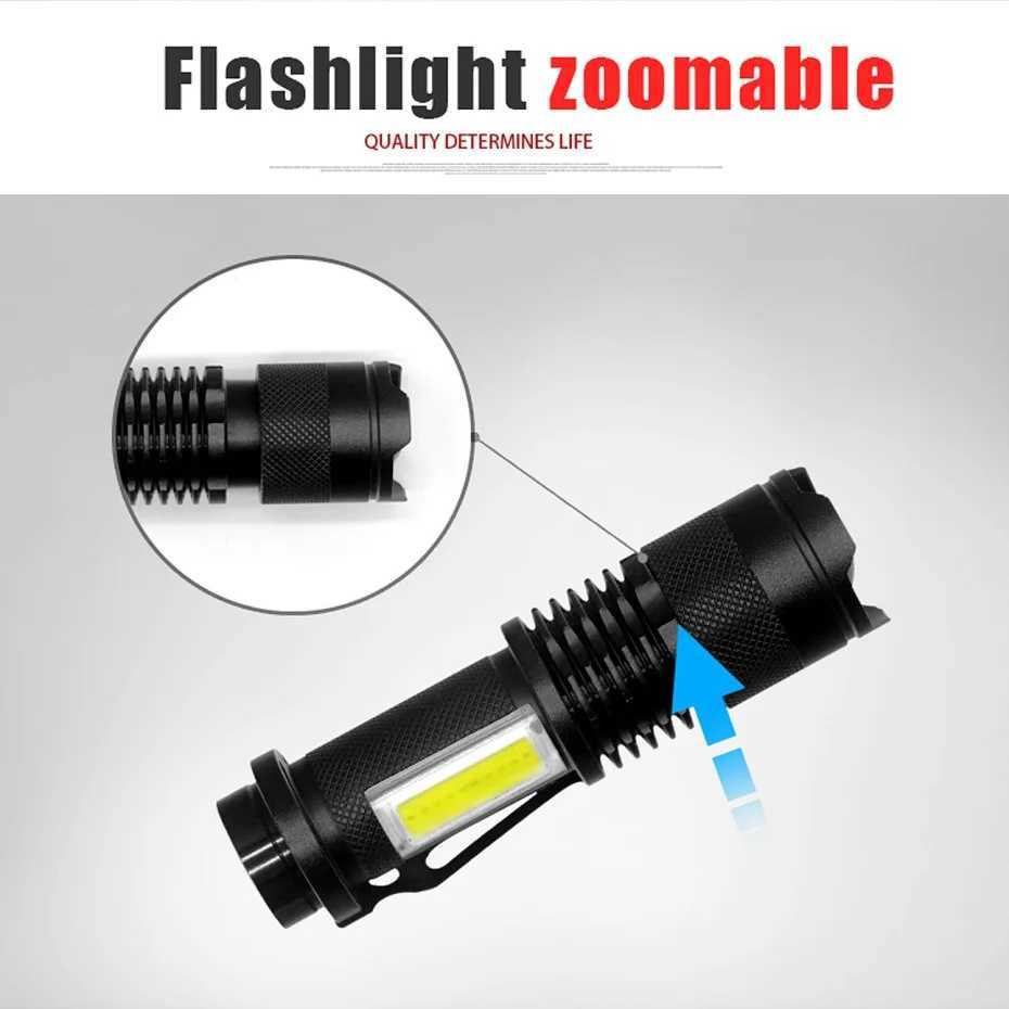 4 Modes Portable Working Flash lamp White LED Flashlight Zoomable torch flashlight Lighting lantern Use AA 14500 Battery Light XJ250529