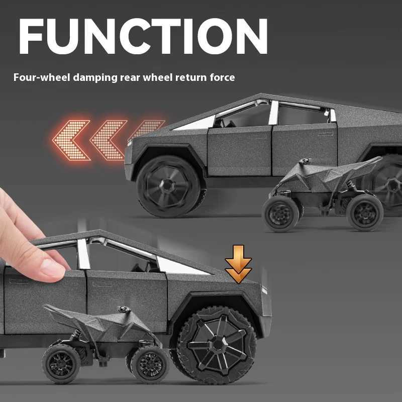 1 24 Cyber Toys Off Road Truck Alloy Metal Diecast Car Model Sound And Light Boutique Decorative Collection Ornaments Birthday R250528