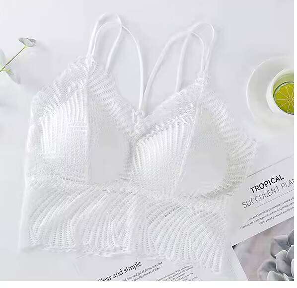 Women's Daily Wear Sexy Backless Strap Deep V Lace Bra Top