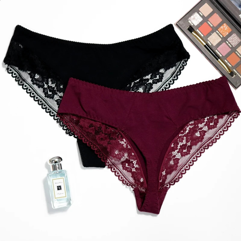 BEAUWEAR 2pcsLot female lingerie 0XL5XL large size thong pantys for women plus lace thin cotton Gstring briefs solid 250526