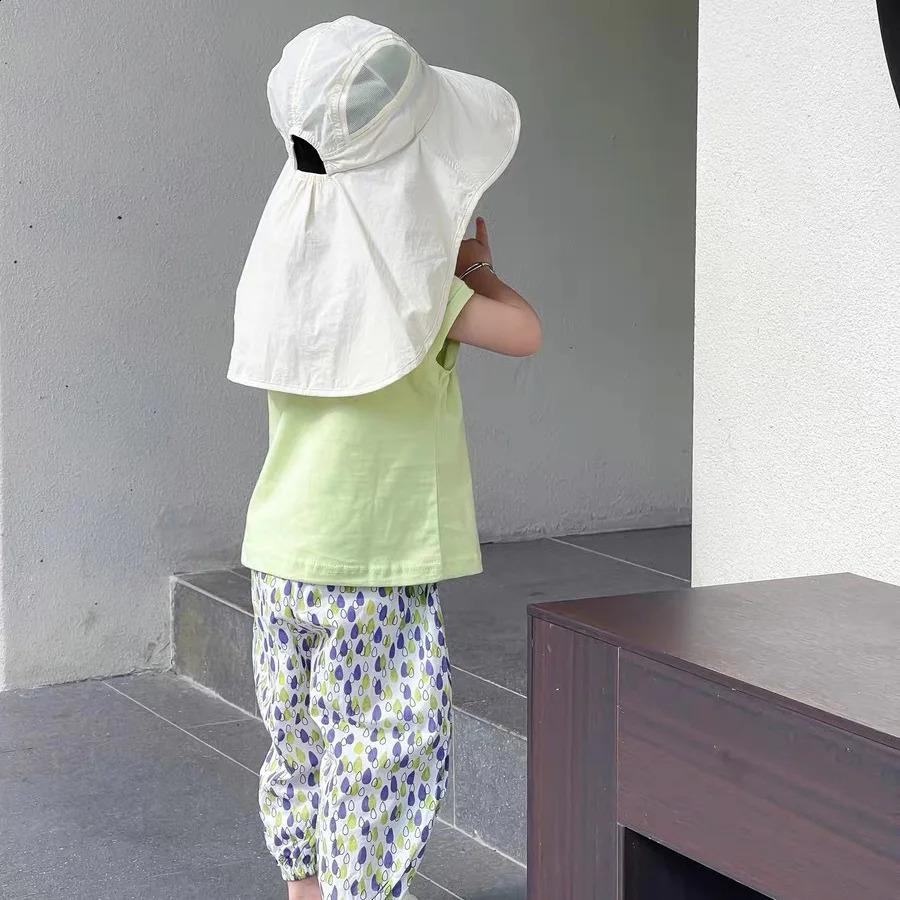 Quick-Drying Shawl Sun Hat for Boys Girls Large Brim Kids Panama Cap Summer Travel Beach Hats Children Accessories 2-6 Years 250527