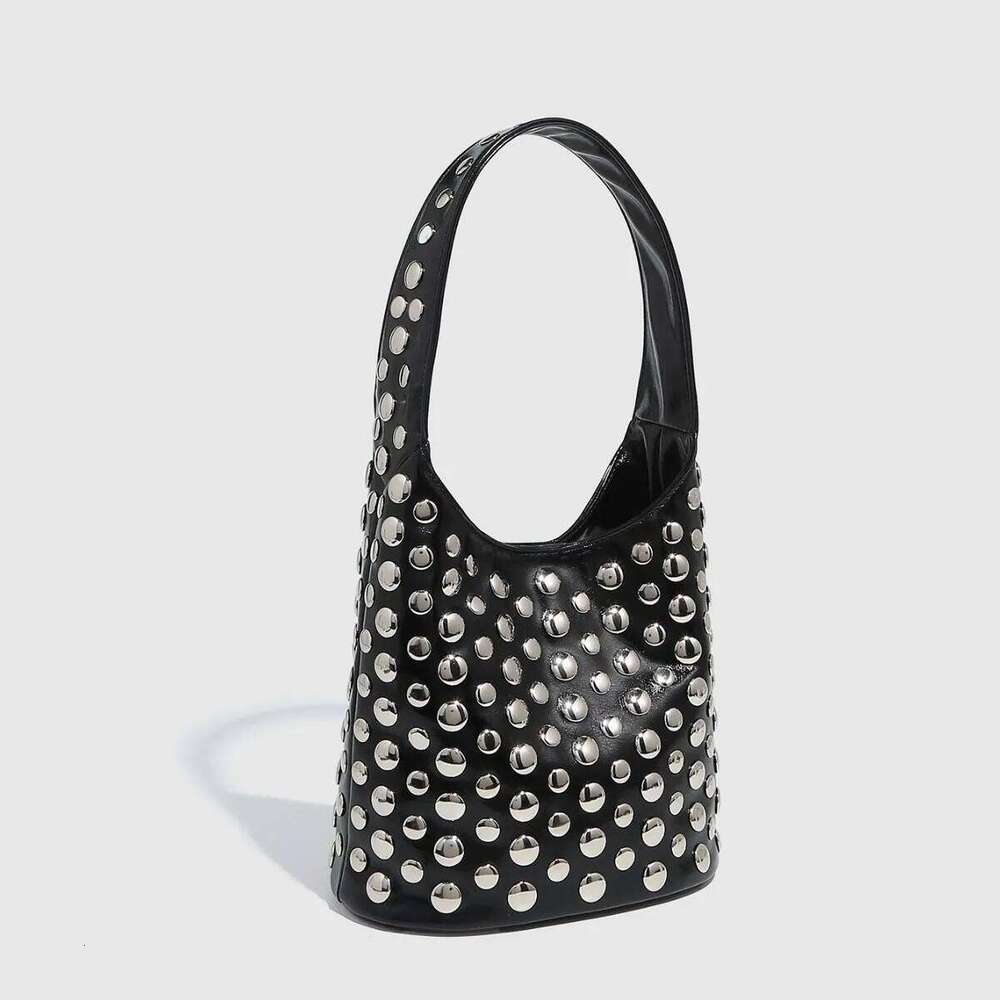 Women's Bags Designer Punk Rivet Bucket Bags For Women Handbag High Quality PU Leather Shoulder Bag NEW Clutch Small Shopper Purses Designer Tote