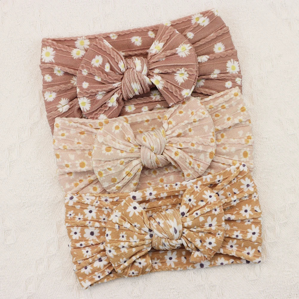3Pcs Knit Bows Baby Headbands Lot born Baby Girl Headband Set Elastic Nylon Children Turban Kids infant Baby Hair Accessories 250529