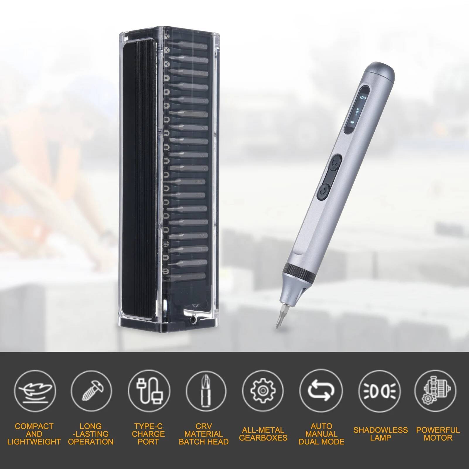 Electric Screwdriver Kits With Different Types CRV Steel Heads LED Lighting Reverse/ Forward Rotation