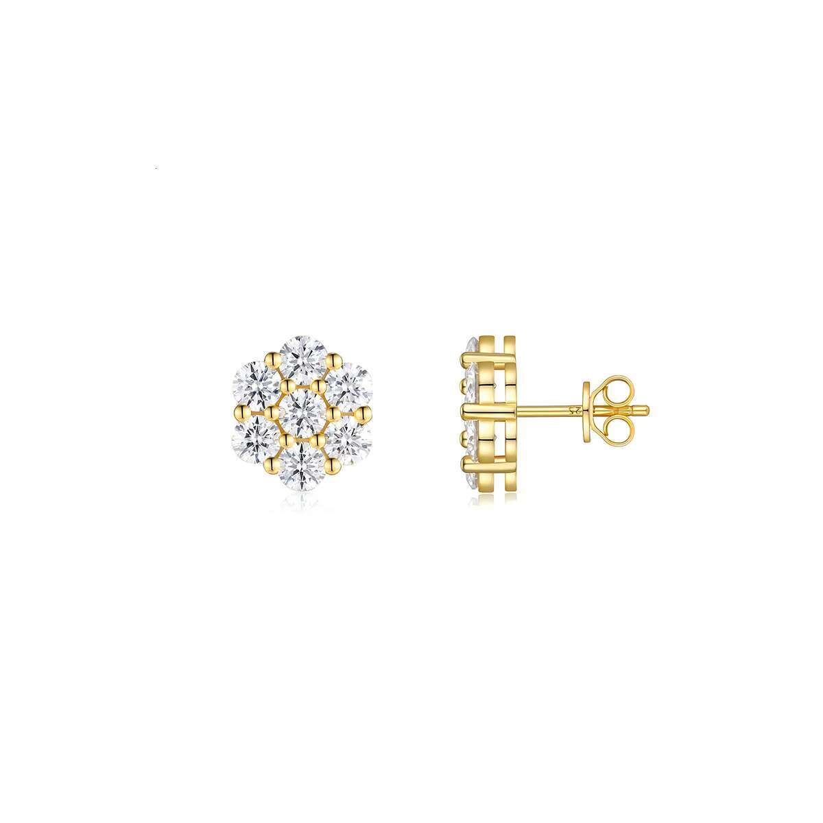 Cluster Flower S925 VVS Moissanite Earrings for Men and Women 925 Sterling Silver Moissanite Stud Earrings with GRA Certificate