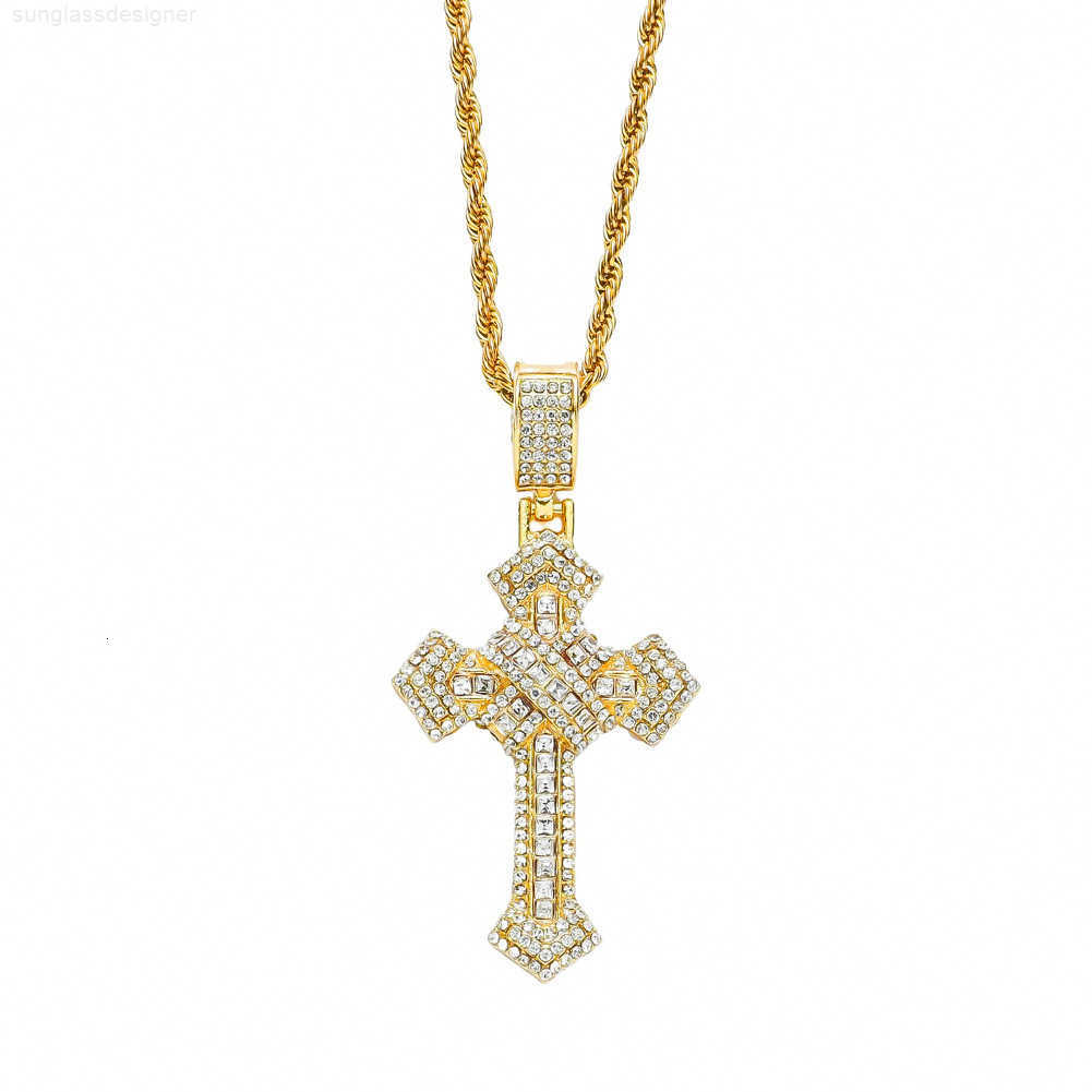 Cross Pendant Necklace For Women Stainless Steel Plaged Gold Mens Tennis Chain Hip Hop Chains Necklaces Inlaid CZ Stone Diamond Jewelry