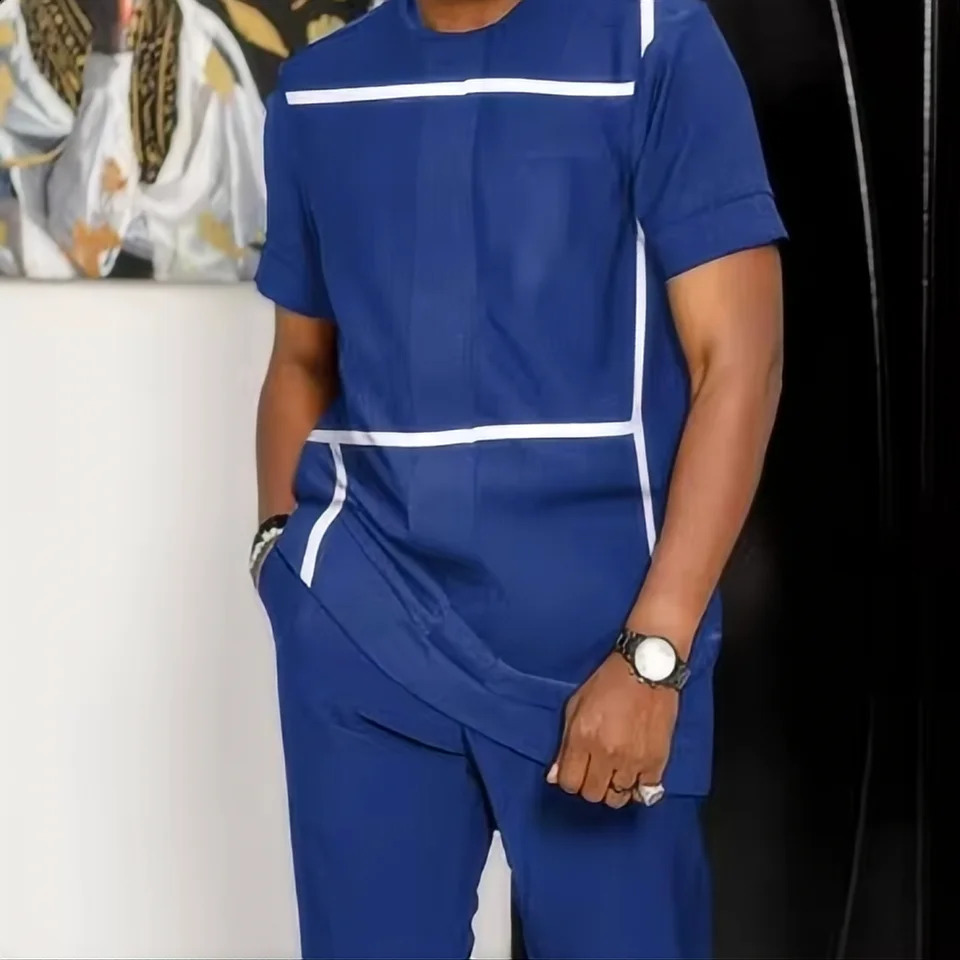 Summer fashion mens sportswear short sleeved Tshirtpants twopiece set for wear 2024 Joogers clothing 3D printed pa 250520Z