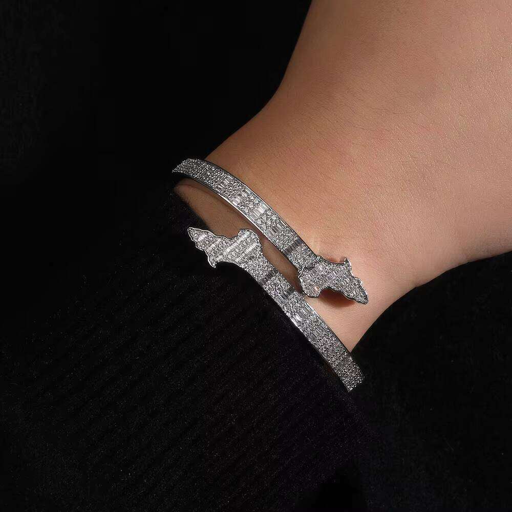 Zircon Hip Hop Iced Out Gold Africa Map Bracelet Bangle Women Men Fashion Hiphop Jewelry