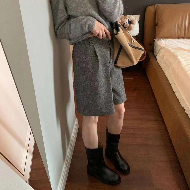 Niche Suede Round Toe Western Cowboy for Women 2024 New Thick Heel Pull-On Martin Slim Boots